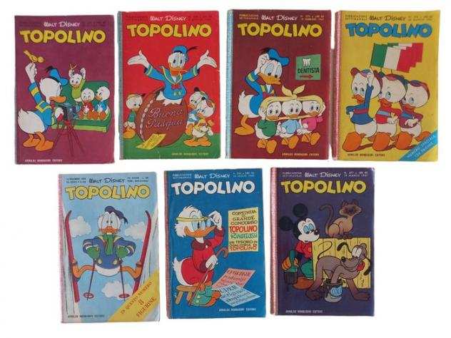 Topolino - Lotto Topolino libretto fascia 200 con figurine e bollini - 7 Comic - Prima edizione