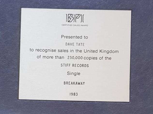 TRACEY ULLMAN BPI Silver Single Record Award - Oggetto decorativo - 1983