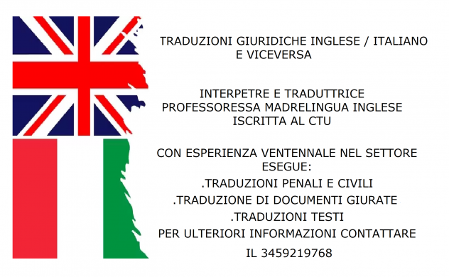 TRADUZIONI GIURIDICHE INGLESE  ITALIANO E VICEVERSA