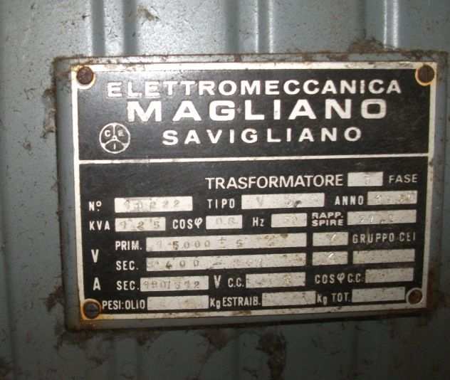 Trasformatore in olio da 125 kVA