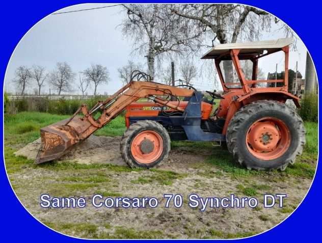 Trattore Agricolo SAME Corsaro 70 Synchro DT con Bracci e Pala Anteriore.
