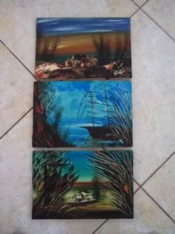 Tre quadri con paesaggi