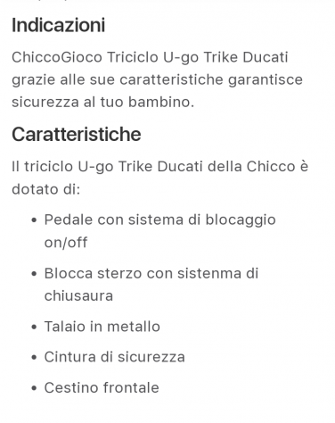 Triciclo marca chicco 10 euro