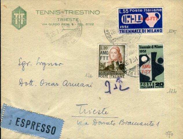 TRIESTE A 1951 - una raccomandata e un espresso con commemorativi. - Sassone 96112113 - 124125126