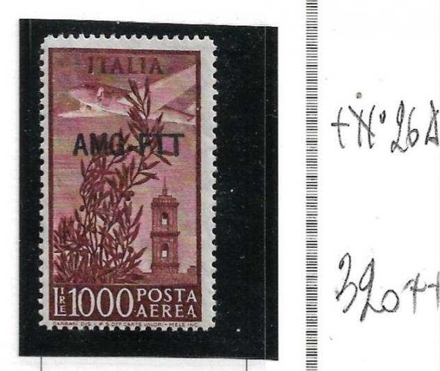 Trieste - zona A 19491952 - Posta Aerea con soprastampa ROMA Raro 1000 lire dent 14 gomma integra 8 valori - Sassone N. A2026Raro 26A