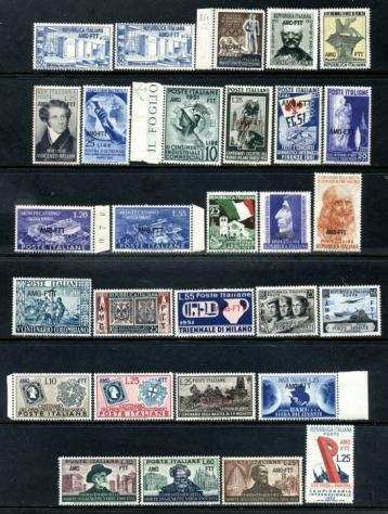 Trieste - zona A 19511952 - 29 francobolli con filigrana lettere. Interessante insieme