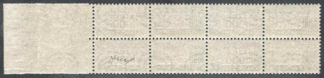Trieste - zona A 1954 - Pacchi L. 1000 quotCavallinoquot con dentellatura a pettine. Splendida quartina margine di foglio - Sassone P 26