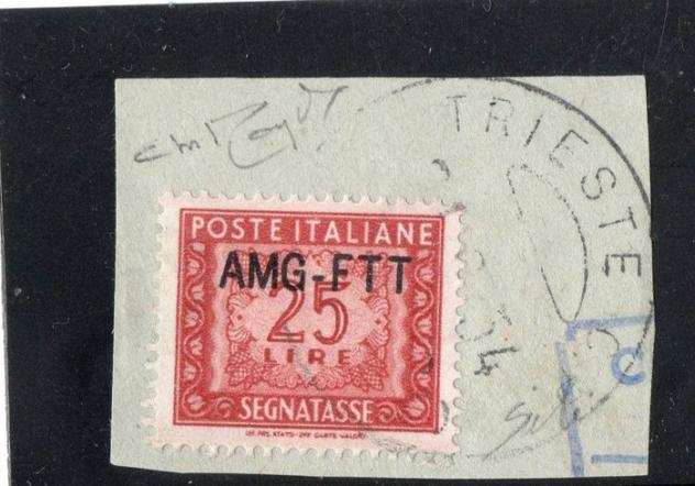 Trieste - zona A - Segnatasse L. 25 firmato Raybaudi