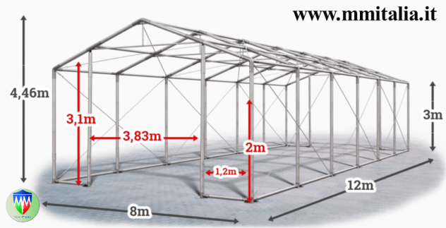 Tunnel Agricoli, Tendoni per uso Magazzino 8 x 20 x 3,04,46 mt. in Lombardia