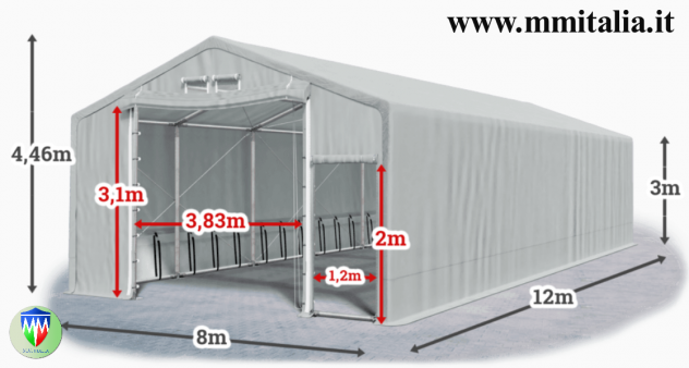 Tunnel Agricoli, Tendoni per uso Magazzino 8 x 20 x 3,04,46 mt. in Lombardia