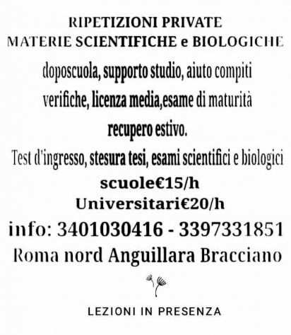 Tutoraggio, materie scientifiche e biologiche