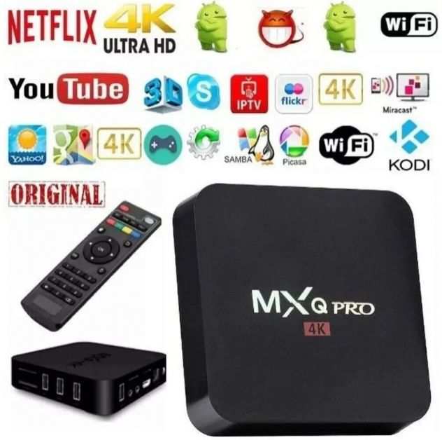 TV Box Android MXQ Pro Plus 4K60fps 4gb RAM HDMIAVSPDIF - NUOVO -