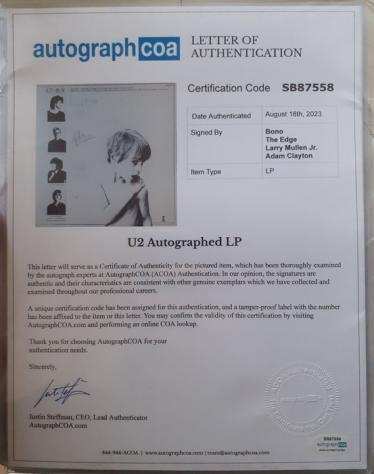 U2 - Album - 1980 - Certificato, Con firma autografa, In cornice
