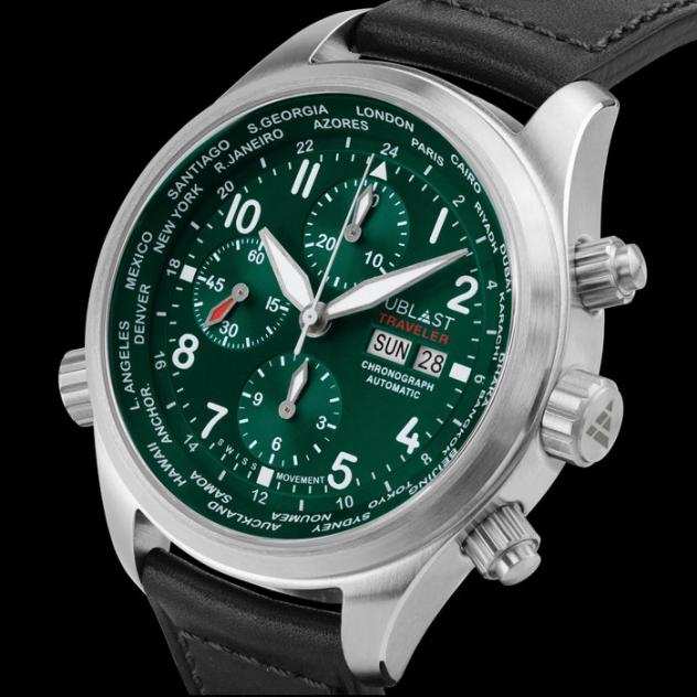 Ublastreg - Traveler Chronograph World Time - REF.UBTRCH47GN - Automatic Swiss MOVT - Uomo - New