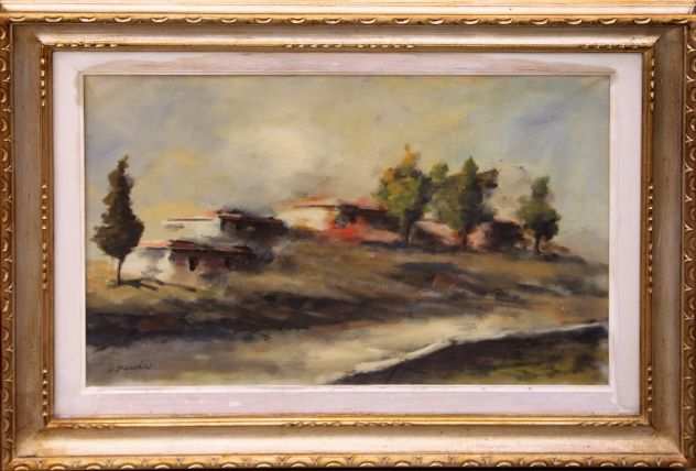 Umberto Bianchini pittore olio su tela paesaggio rurale