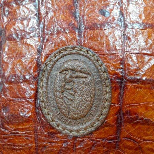 Valigia pelle trussardi uomo marrone stampa pitonata arancio