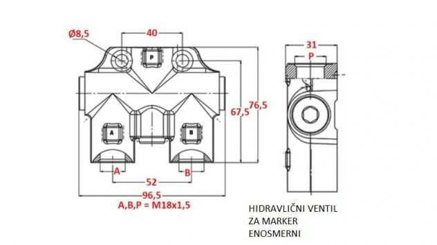 VALVOLA IDRAULICA PER MARKER UNIDIREZIONALE M18x1,5