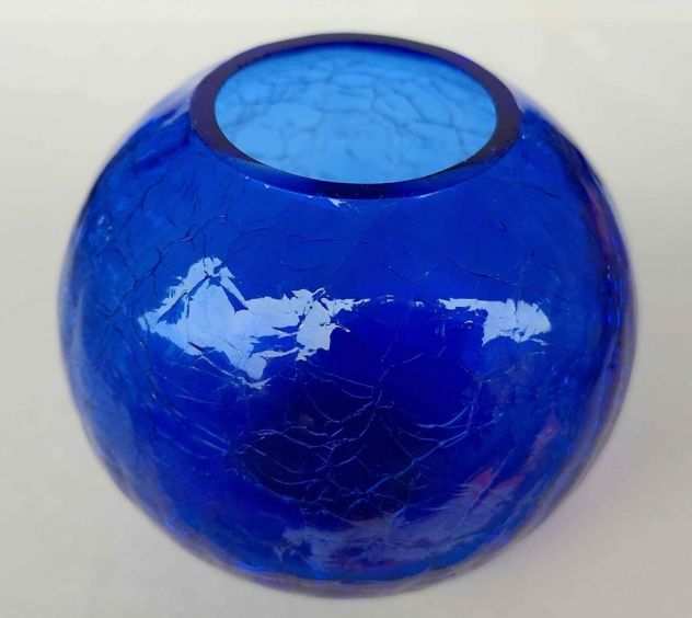 Vaso Bolla in vetro blu Murano collezione NasonMoretti lavorazione tipo griglia