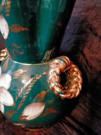 Vaso ceramica dipinto a mano firmato alto 26 largo 14 diametro foro 7 cm