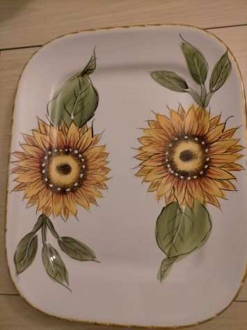 Vassoio con Girasoli largo 38x31 lunghezza ceramica