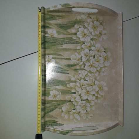 Vassoio floreale in plastica NUOVO con maniglie