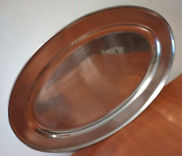 Vassoio Ovale Piano in Acciaio Inox da 45 cm - USATO per Alimenti