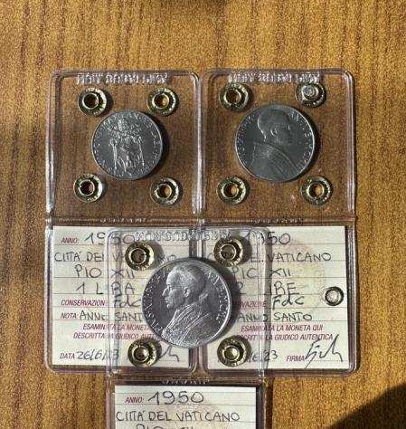 Vaticano. Pio XII (1939-1958). 1  2  5 Lire 1950 (3 monete)