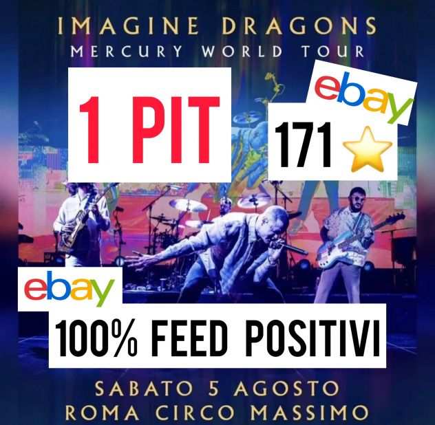 Vendo 1 biglietto PIT di STASERA per gli IMAGINE DRAGONS a Roma 