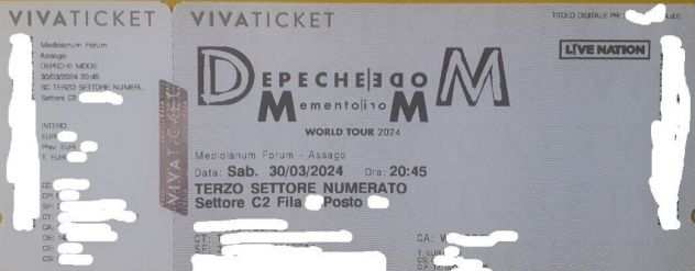 Vendo 2 biglietti concerto Depeche Mode