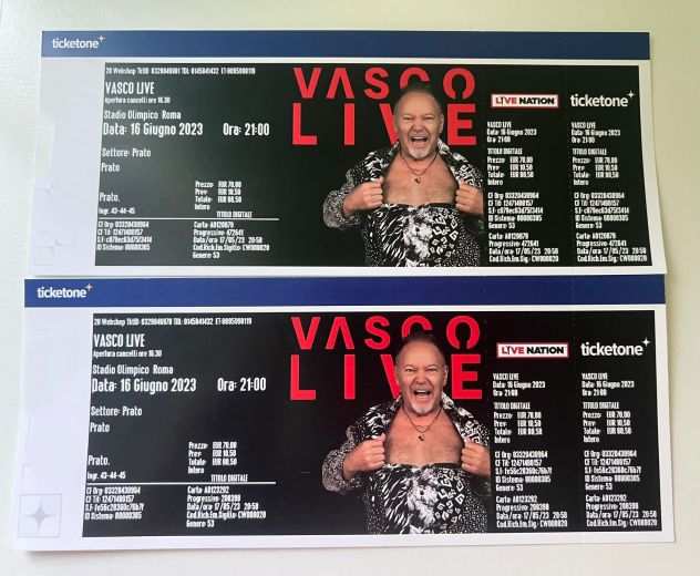 Vendo 2 Biglietti Concerto Vasco Rossi 16062023
