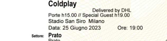Vendo 2 biglietti per il prato San siro concerto dei coldplay a Milano