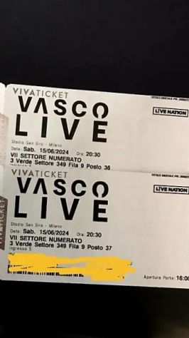 Vendo 2 biglietti Vasco Rossi a Milano