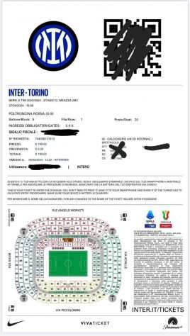Vendo 3 biglietti Inter Torino a Milano
