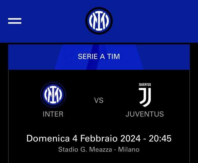 Vendo biglietti inter-juventus 04022024