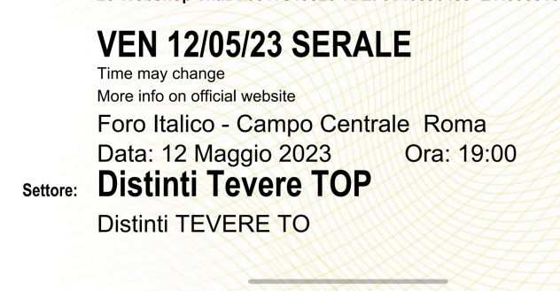 Vendo biglietti Internazionali Tennis 2023 Roma Foro Italico