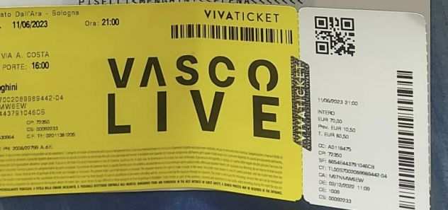 Vendo biglietto Vasco a Bologna 1106