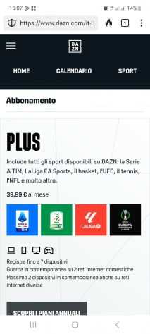 Vendo dazn 12 mesi plus italiano no condiviso