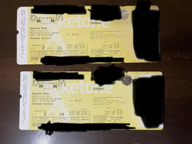 Vendo due biglietti concerto Depeche Mode Milano
