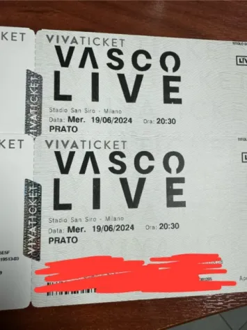 Vendo due biglietti concerto di Vasco Rossi