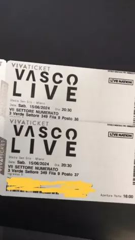 Vendo due biglietti concerto Vasco Rossi a Milano