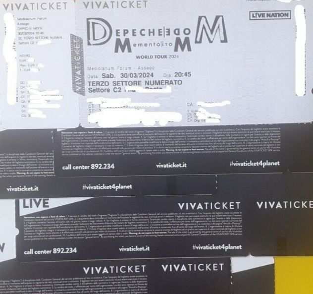 Vendo due biglietti Depeche Mode Milano