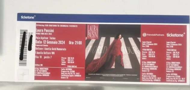Vendo due biglietti Gold per Laura Pausini Torino