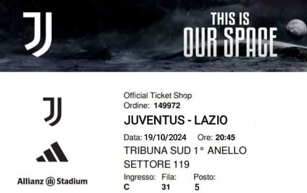 Vendo due biglietti JUVENTUS - LAZIO