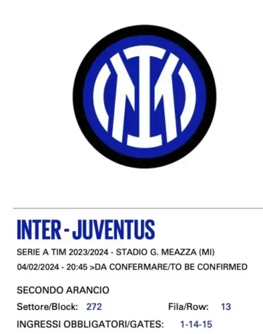Vendo due biglietti per Inter Juventus