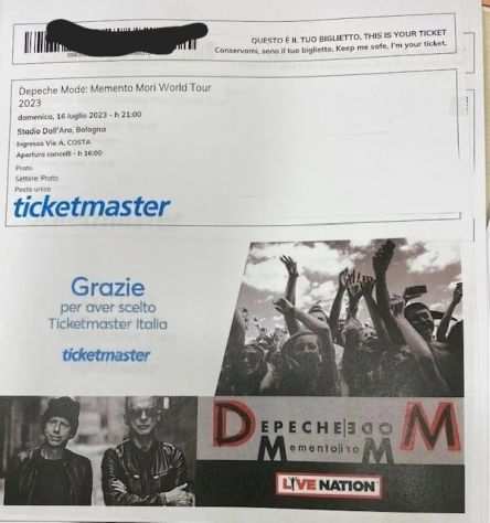 Vendo due biglietti Prato concerto Depeche Mode
