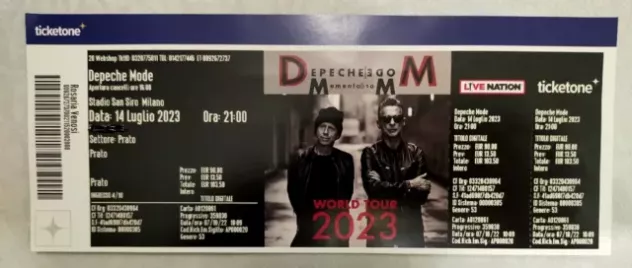 Vendo due biglietti prato concerto Depeche Mode Milano venerdigrave 14 luglio