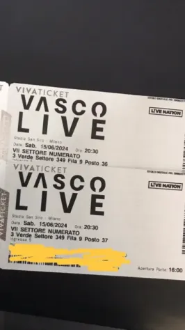 Vendo due biglietti Vasco Live Milano