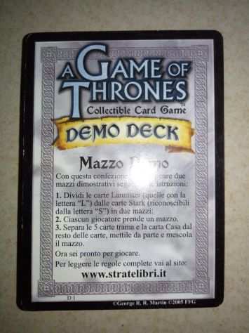 Vendo Mazzo Demo Casa Stark - carte da gioco A Game of Thrones