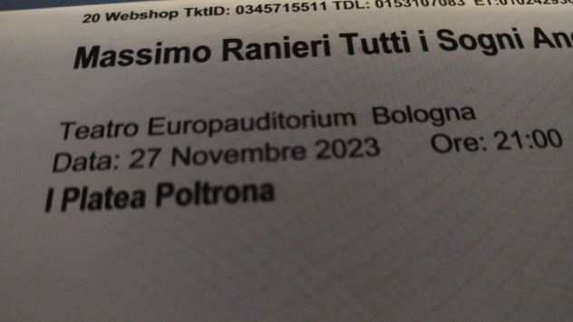 Vendo N 2 biglietti concerto Massimo Ranieri Bologna