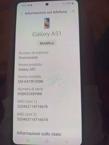 Vendo Samsung Galaxy A51 SM DUAL SIM